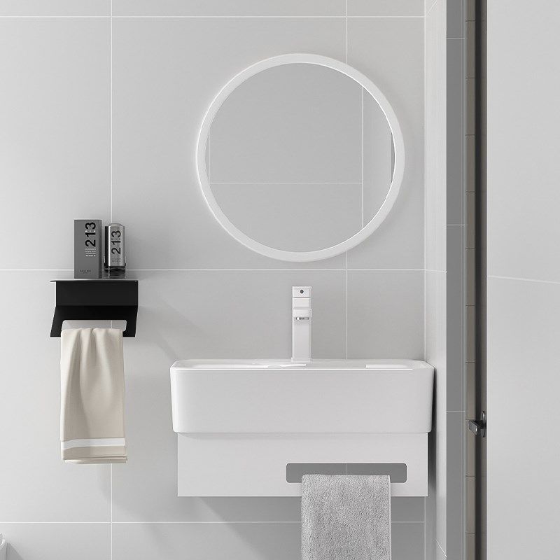 简约白色挂墙不锈钢支架盆陶瓷洗脸盆小户型卫生间家用壁挂洗漱盆