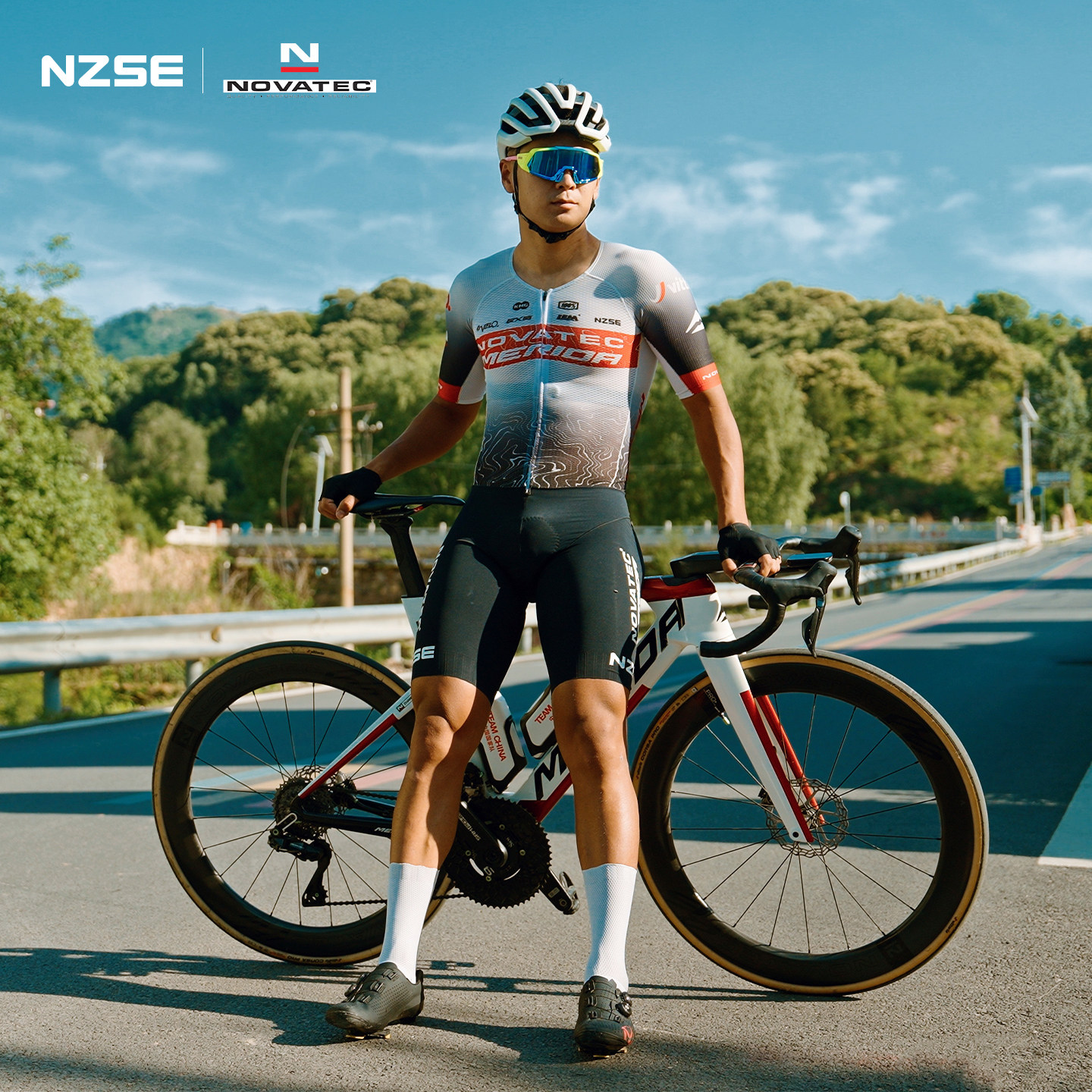 NZSE诺飞客高温爬坡版连体服男夏季公路自行车短袖上衣骑行裤套装