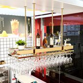 轻奢不锈钢红酒架吧台吊架红酒杯架挂架酒架置物架悬挂酒杯架定制