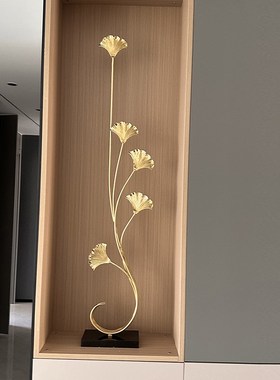 轻奢玄关摆件入户黄铜银杏叶装饰品E客厅餐厅节节高升乔迁新居礼