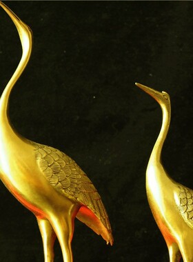 开运纯铜仙鹤摆件落地大号龟鹤z延年长寿龟 客厅家居装饰祝寿铜鹤