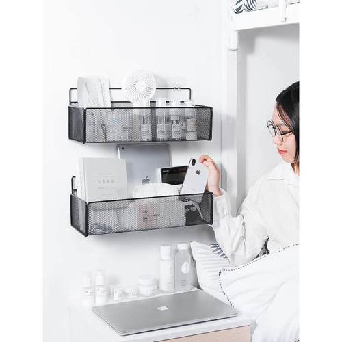 床头置物架免打孔房间挂墙墙壁壁挂架宿舍神器墙上挂篮收纳架卧室