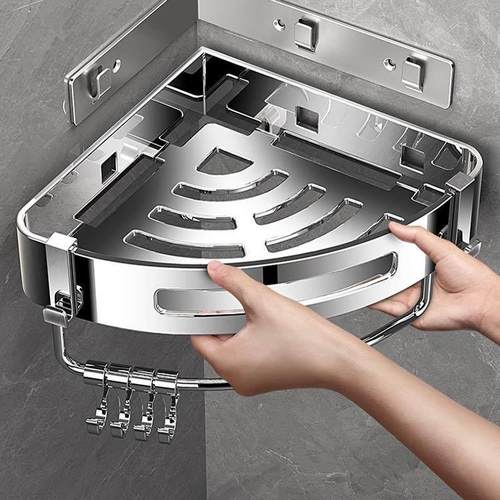 免打孔卫生间置物架浴室不锈钢厕所三角篮壁挂可拆卸转角收纳