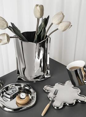 镀银软装饰饰品斯堪的纳维亚风格无障碍豪华入口餐桌电视柜台顶部