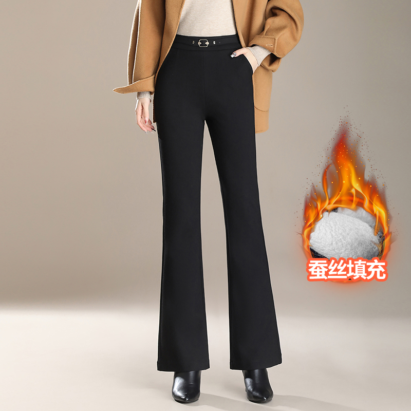 黑色微喇裤女秋冬季新款