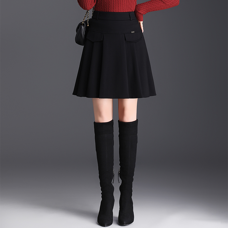 黑色通勤西装百褶裙女2025秋季新款小个子高腰显瘦A字短裙半身裙