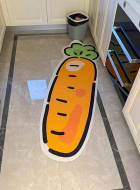 胡萝卜厨房专用地垫防滑防油可擦免洗硅藻泥吸水地垫卫生间家用