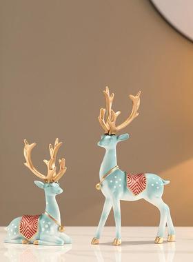 轻奢创意小鹿摆件酒柜电视柜客厅玄关沙漏桌面家居装饰品乔迁礼物
