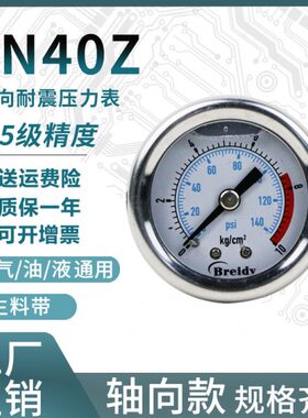 压力表YN40Z不锈钢耐震压力表测水压气压通用0-1.6/100mpa多量程
