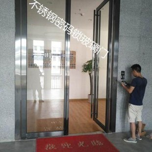 深圳福田玻璃门办公室店铺商场玻璃门玻璃隔墙更换地弹簧密码锁