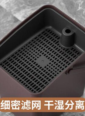 茶渣桶茶具配件导水管茶水桶推盖滤茶桶茶台废水桶大号棕C1845