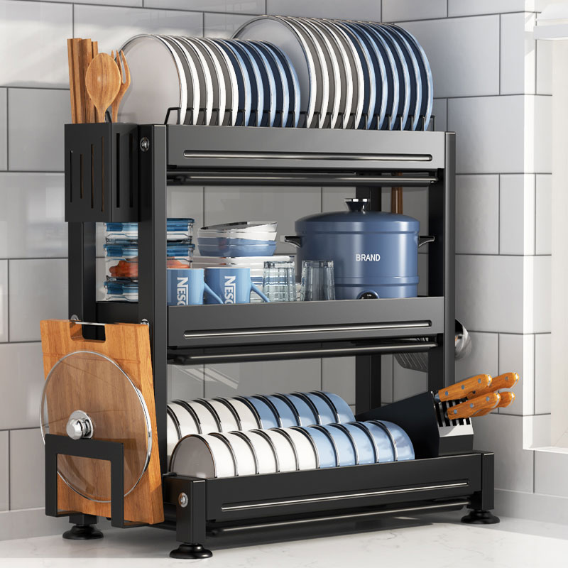 德国不锈钢沥水架厨房置物架台面多层碗碟收纳架多V功能碗柜筷子