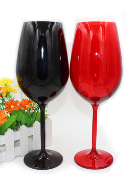 创意欧式水晶杯子玻璃红酒杯家用黑色红色摆设装饰酒W柜彩色高脚
