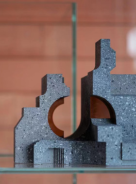 简约几何建筑风格雕塑摆件装饰家居酒店样板房展示V厅高级感大理