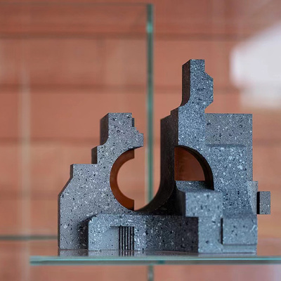 简约几何建筑风格雕塑摆件装饰家居酒店样板房展示V厅高级感大理