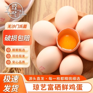 琼艺富硒鸡蛋30枚*50g新鲜鸡蛋柴鸡蛋红心无沙门氏菌10枚20枚
