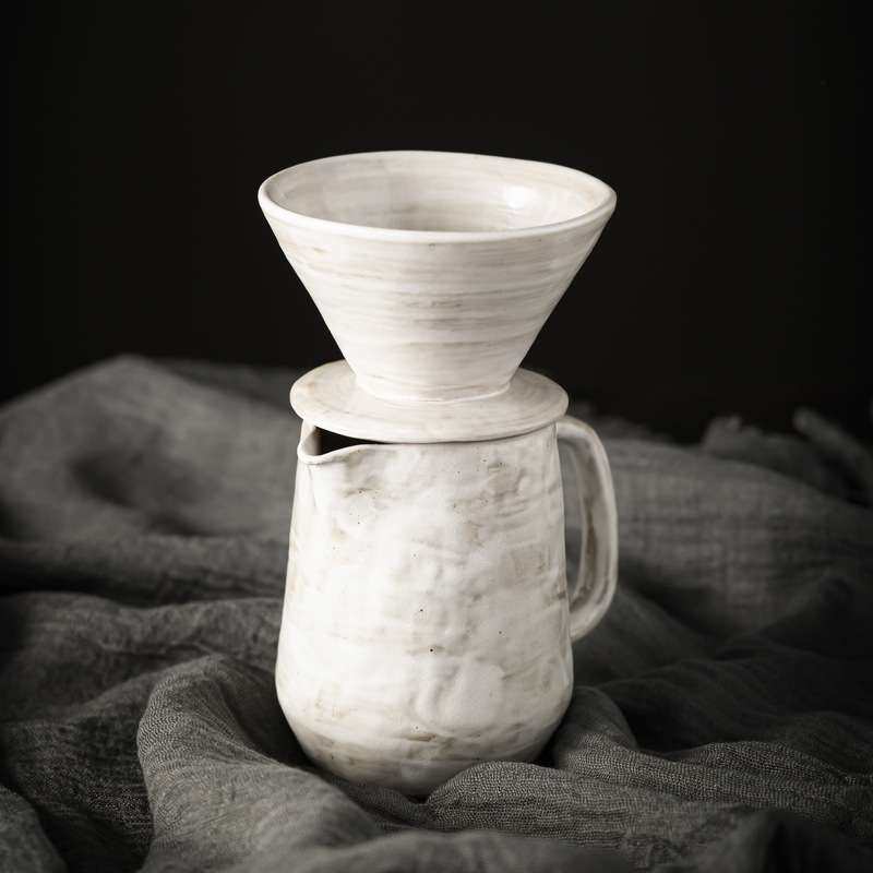 粉引创意手冲咖啡壶套装办公室日用个性陶瓷咖啡分享壶咖啡过滤杯