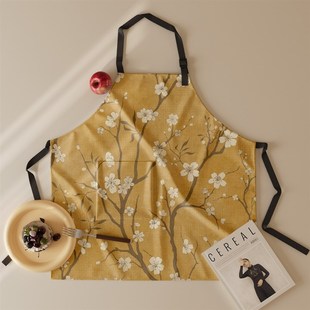 法式 家用厨房围腰防水做饭女网红奶茶店可爱 植物 围裙2025新款