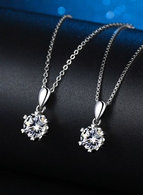 工厂直销莫桑石一克拉S925银简约时尚四爪款吊坠项链Y节日送礼饰