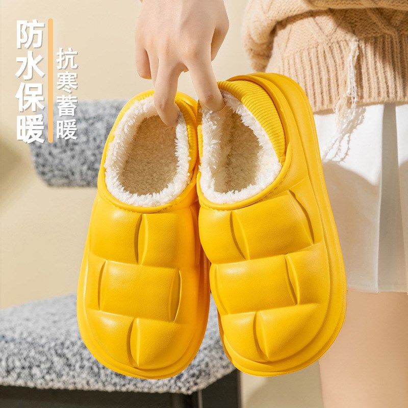 防水棉拖鞋女冬季202p3新款居家居防滑冬款毛毛厚底加绒包跟毛棉