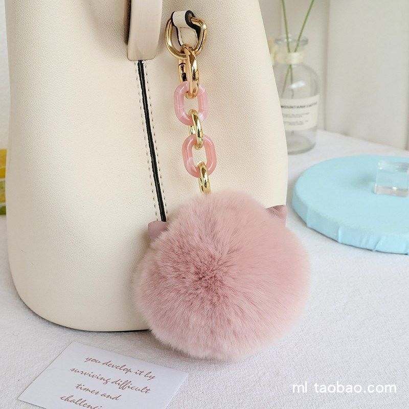 猫耳朵真獭兔猫毛球o挂饰包包汽车钥匙扣挂饰韩版网红可爱礼物饰