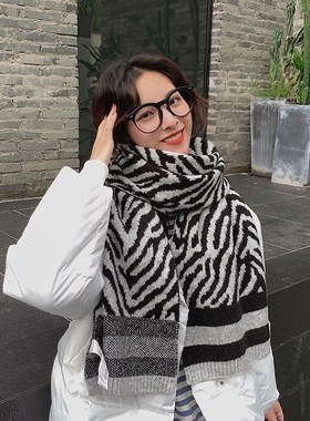 围巾女秋冬款网红学生韩版百搭时尚针织毛线inQs东大门保暖围脖男