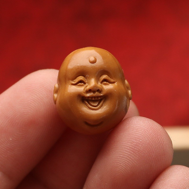 单籽橄榄核c雕刻百态开心弥勒头笑佛单颗钥匙扣文玩礼物顶珠配饰