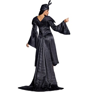 万圣节派对服装 电影角色演出服牛角沉J睡的魔咒黑暗女巫拖尾长裙