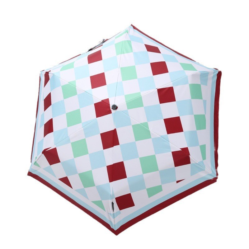 韩系insd风彩色方块高级感全自动折叠黑胶伞遮阳伞防晒便携式