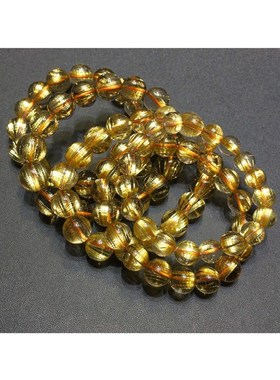 天然金发晶手链钛晶顺发s猫眼石绿发晶手链女黄水晶手串男礼物礼