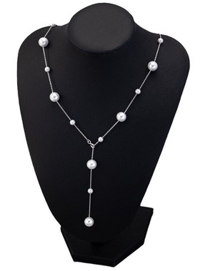 925银满天星珍珠项链秋冬高级z感毛衣链百搭气质轻奢锁骨链女