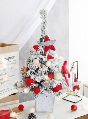 60CMb圣诞树套餐 白色圣诞节装饰品 新款植绒圣诞树加雪圣诞树