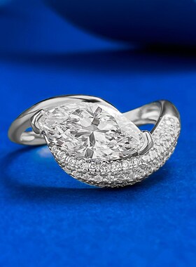 新款2025新款925银戒指6*12马G眼钻戒欧美ins风结婚戒戒指环女