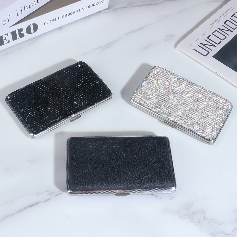 镶钻皮革烟盒 20支装对t开束紧带男士香烟收纳盒独立装防风烟盒