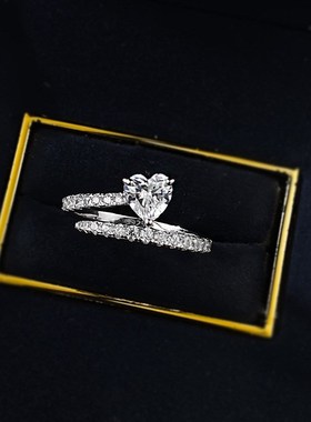 慕景珠宝 2025新款ins风戒指 S925银6J*6mm爱心形简约戒指外贸品