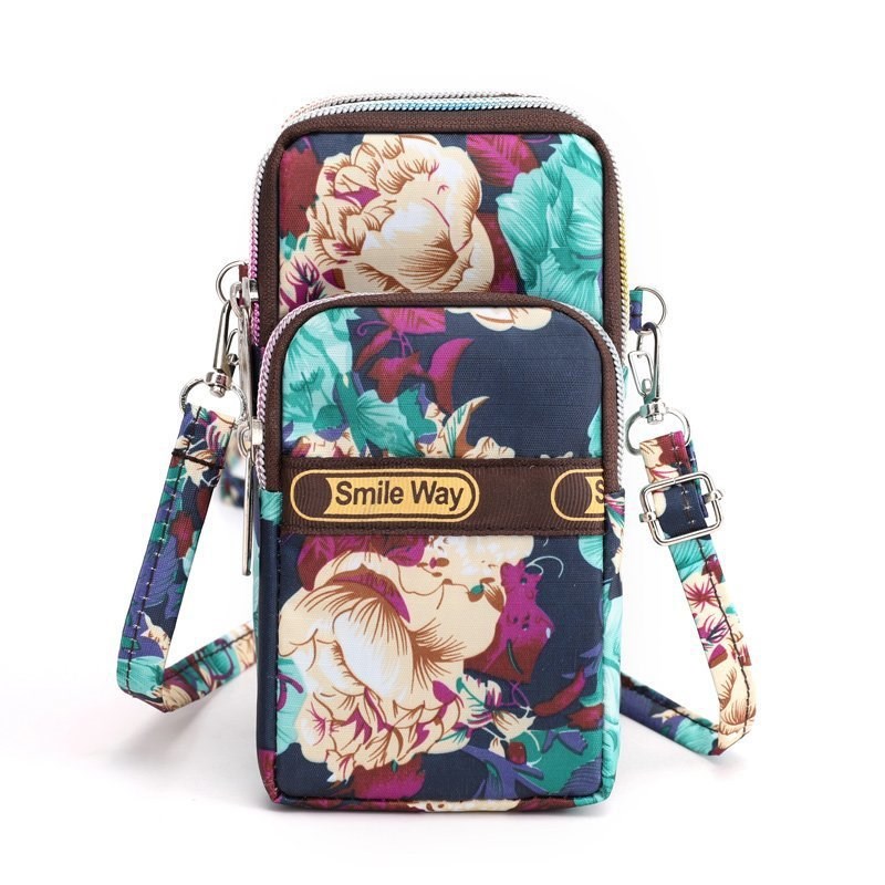 新款可爱文艺印j花单肩包户外运动尼龙手腕包迷你中国风简约便携