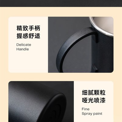 473ML 泰h硕8845手柄弧度办公杯桌面杯内外304无盖真空水杯便携批
