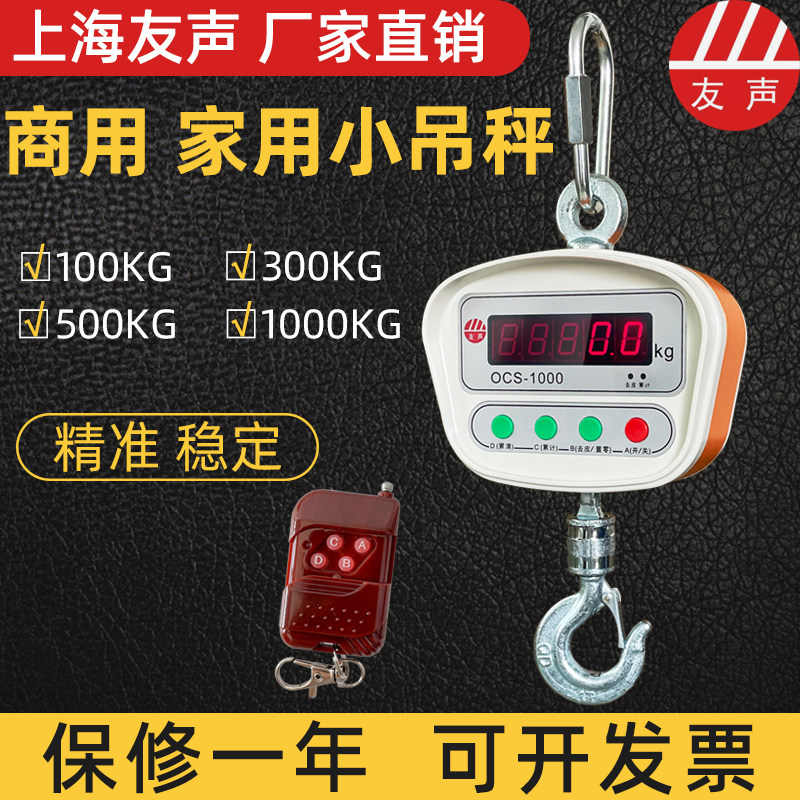 友声电子小吊秤300kg 500kg 1000kg吊钩秤OCS吊秤吊磅高精度0.2kg
