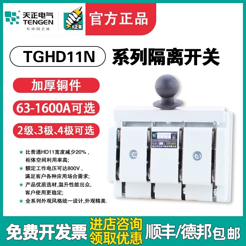 天正TGHD11N闸刀开关100A三相四线48刀闸160A小体积4P隔离开关380