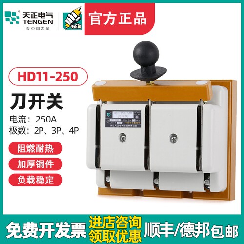 天正HD11-250/38 48B三相开启式刀开关三线四线200A防误操作闸刀