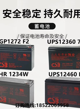 CSB蓄电池GP1272F2 HR1234WF2 12360 12460 12V7.2Ah9 APC主机UPS