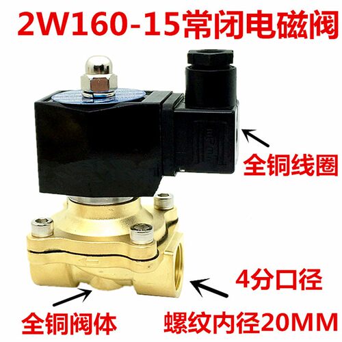 室外防水电磁阀水阀2W160-15气阀1寸4分6分太阳能电磁阀220V 24V