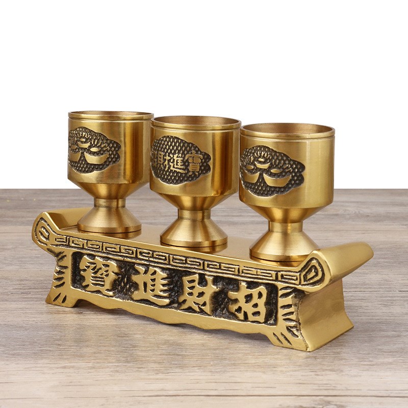 佛堂口供水酒杯托杯具贡桌铜纯黄铜地贡台佛前水杯供台