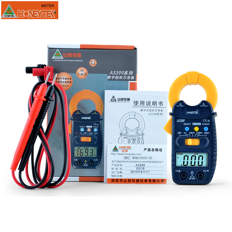 山阳A3399钳形仪表/HoneytekPalm宝/袖珍钳形数字万用表/电流表