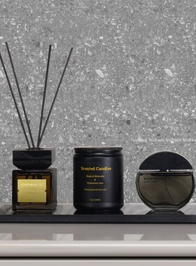 样板房酒店洗手台黑色大理石托盘香薰装意式装饰品