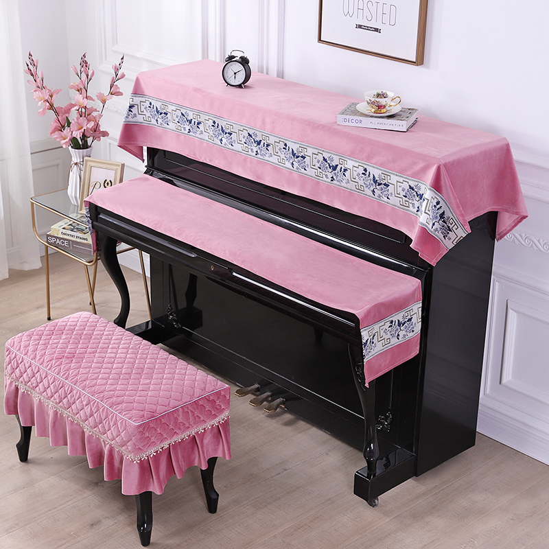 钢琴罩三件套h布盖布现代简约凳套防尘罩钢琴套半罩电钢琴琴罩