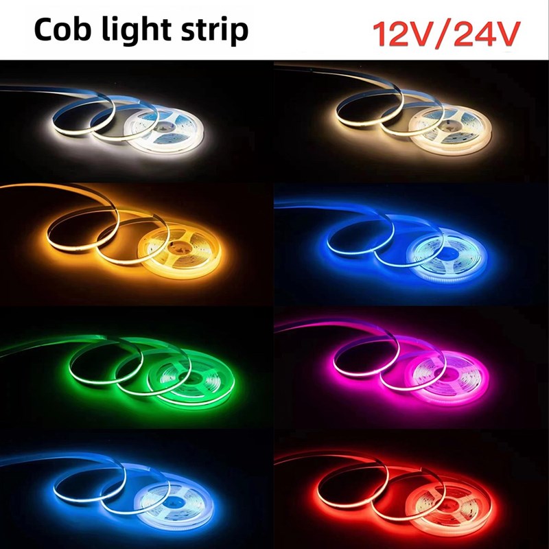 高亮度Cob灯条12V/24V灯条不干胶无斑点无闪烁家居装饰吊顶柜超亮