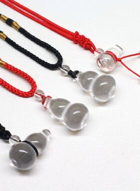 天然白水晶葫芦吊坠男女情侣项链挂坠福禄双全本命年饰品礼物