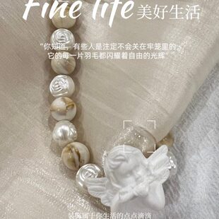 小天使复古法式美式装饰磁吸窗帘绑带珍珠琥珀免打孔纱帘侧捆绑带