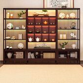 博古架实木新中式 茶叶展示柜茶室茶柜现代多宝阁古董摆件置物架子